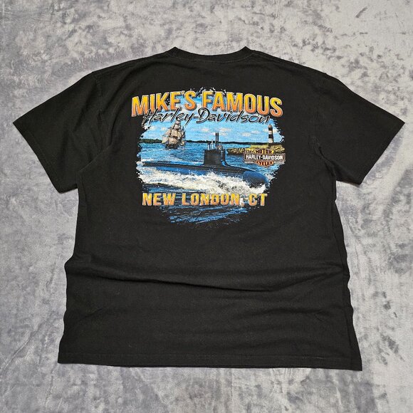 Harley Davidson Men's Large Mike’s Famous New London CT Shirt USA Navy Submarine - Picture 1 of 8